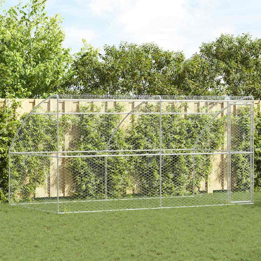 Hondenhok Met Opslag 2 Pcs Zilver 4 X 2 X 2 M Staal 400 cm Met 2 deuren