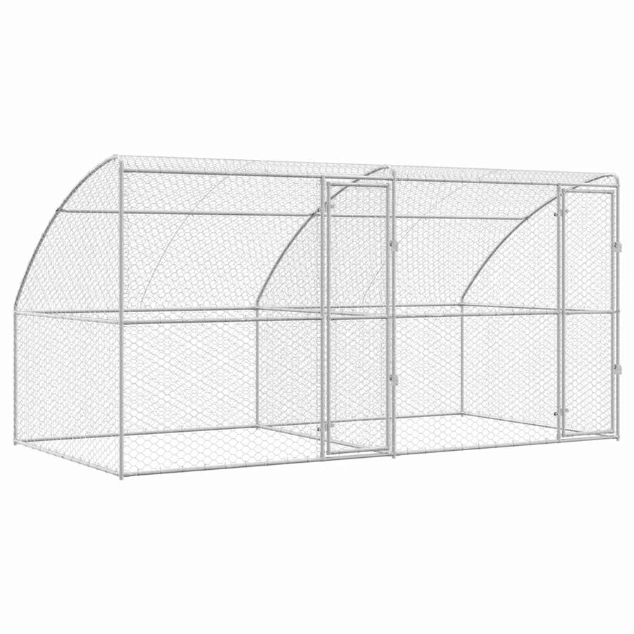 Hondenhok Met Opslag 2 Pcs Zilver 4 X 2 X 2 M Staal 400 cm Met 2 deuren