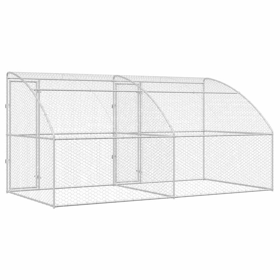 Hondenhok Met Opslag 2 Pcs Zilver 4 X 2 X 2 M Staal 400 cm Met 2 deuren