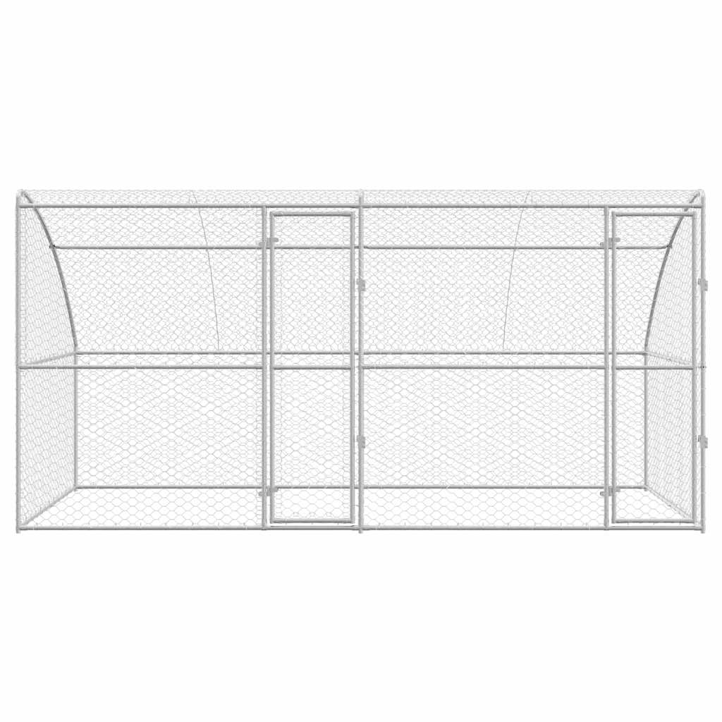 Hondenhok Met Opslag 2 Pcs Zilver 4 X 2 X 2 M Staal 400 cm Met 2 deuren