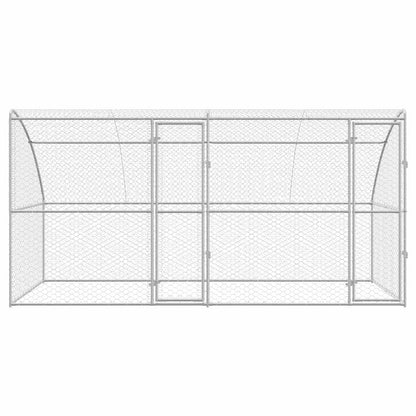 Hondenhok Met Opslag 2 Pcs Zilver 4 X 2 X 2 M Staal 400 cm Met 2 deuren