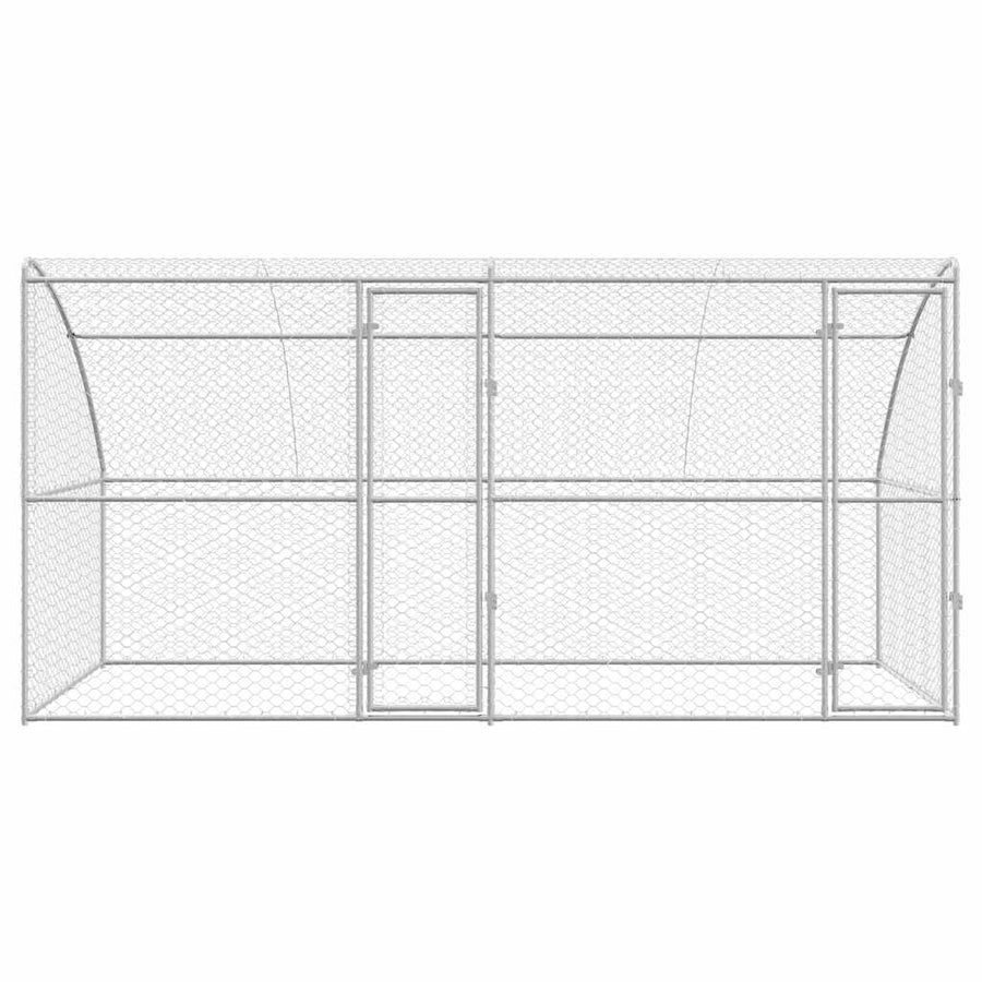 Hondenhok Met Opslag 2 Pcs Zilver 4 X 2 X 2 M Staal 400 cm Met 2 deuren