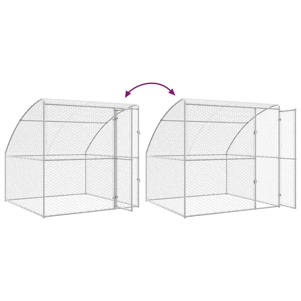 Hondenhok Met Opslag 2 Pcs Zilver 4 X 2 X 2 M Staal 400 cm Met 2 deuren