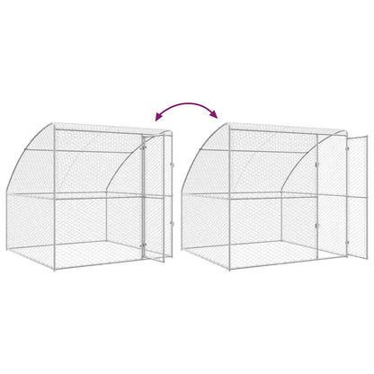 Hondenhok Met Opslag 2 Pcs Zilver 4 X 2 X 2 M Staal 400 cm Met 2 deuren