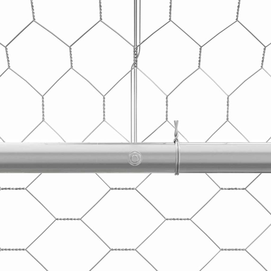 Hondenhok Met Opslag 3 Pcs Zilver 6 X 2 X 2 M Staal 600 cm met 3 deuren