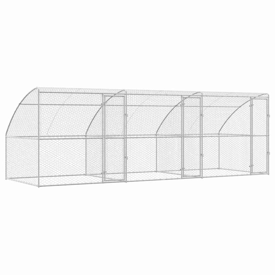 Hondenhok Met Opslag 3 Pcs Zilver 6 X 2 X 2 M Staal 600 cm met 3 deuren