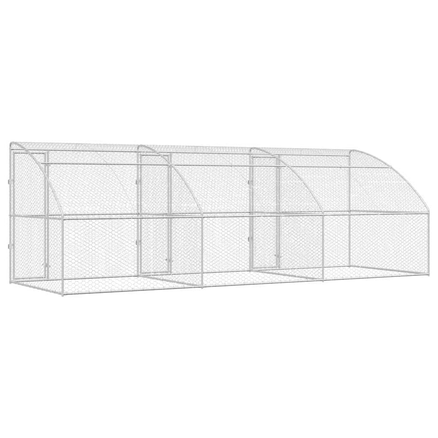 Hondenhok Met Opslag 3 Pcs Zilver 6 X 2 X 2 M Staal 600 cm met 3 deuren