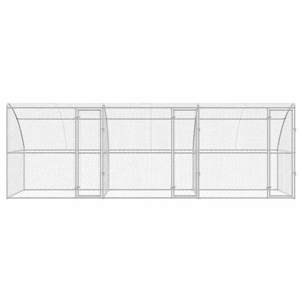 Hondenhok Met Opslag 3 Pcs Zilver 6 X 2 X 2 M Staal 600 cm met 3 deuren