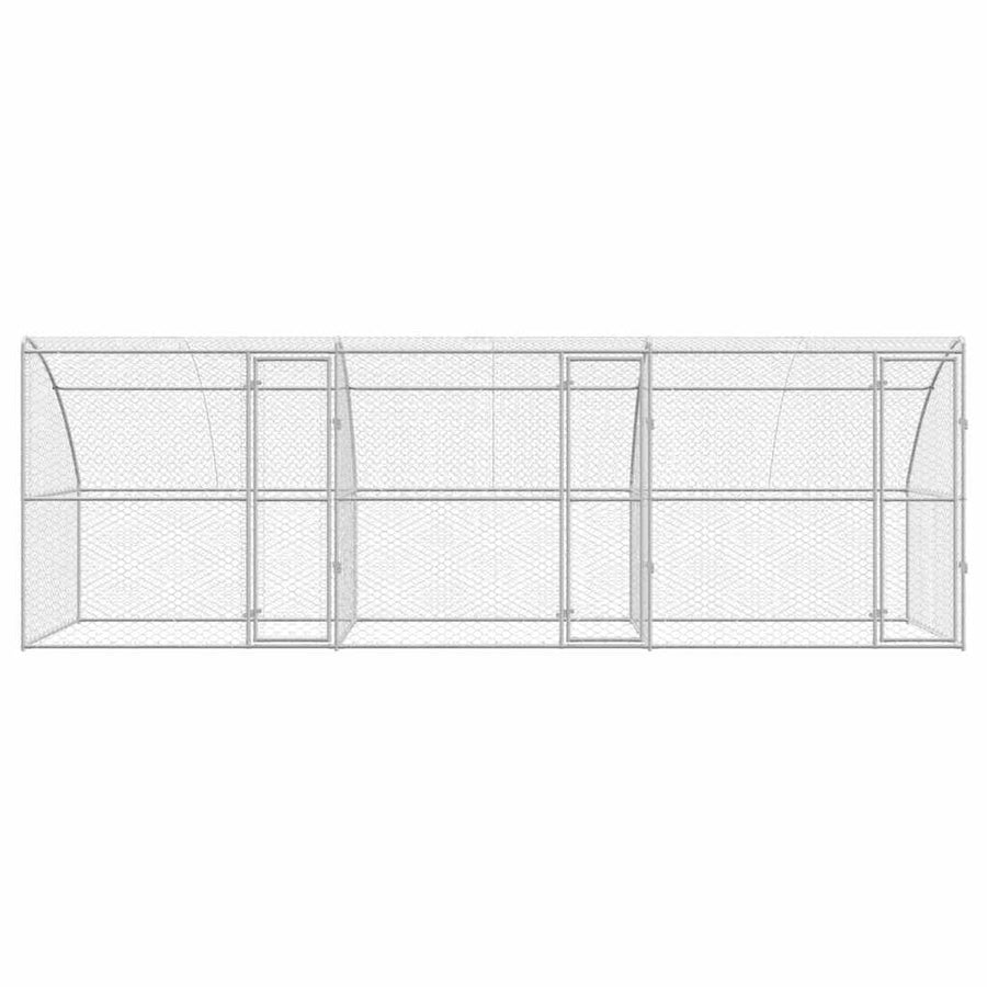 Hondenhok Met Opslag 3 Pcs Zilver 6 X 2 X 2 M Staal 600 cm met 3 deuren