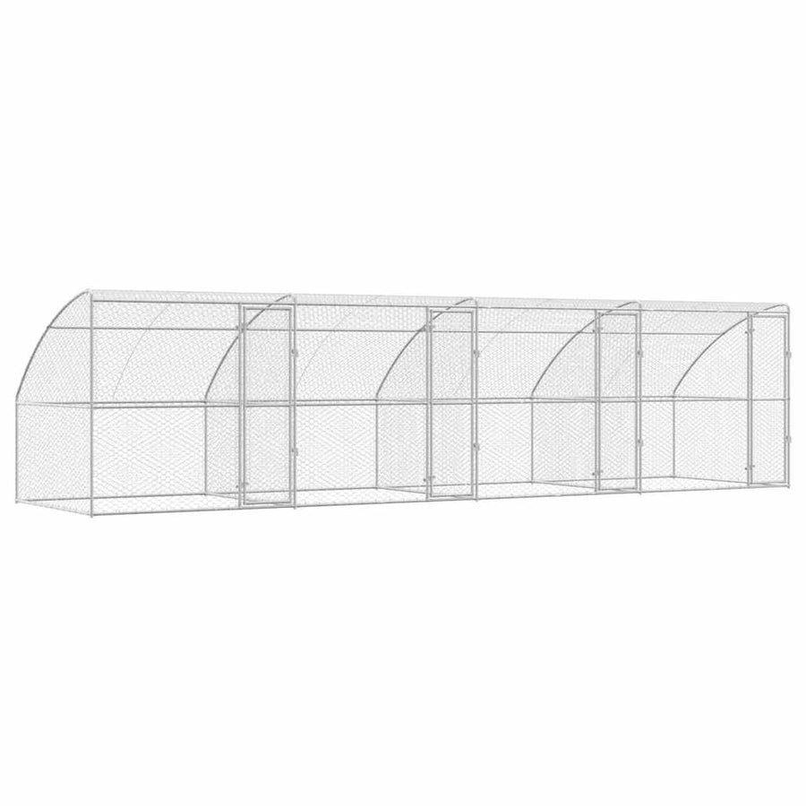 Hondenhok Met Opslag 4 Pcs Zilver 8 X 2 X 2 M Staal 800 x 230 cm met 4 deuren