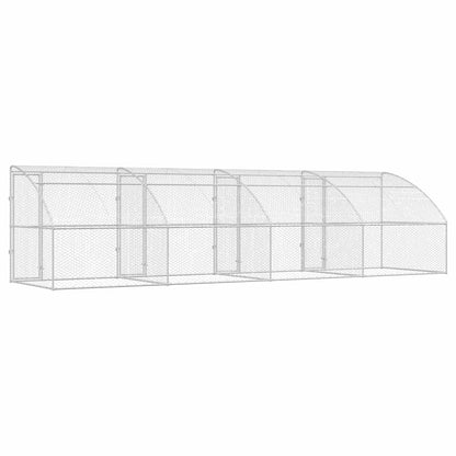 Hondenhok Met Opslag 4 Pcs Zilver 8 X 2 X 2 M Staal 800 x 230 cm met 4 deuren