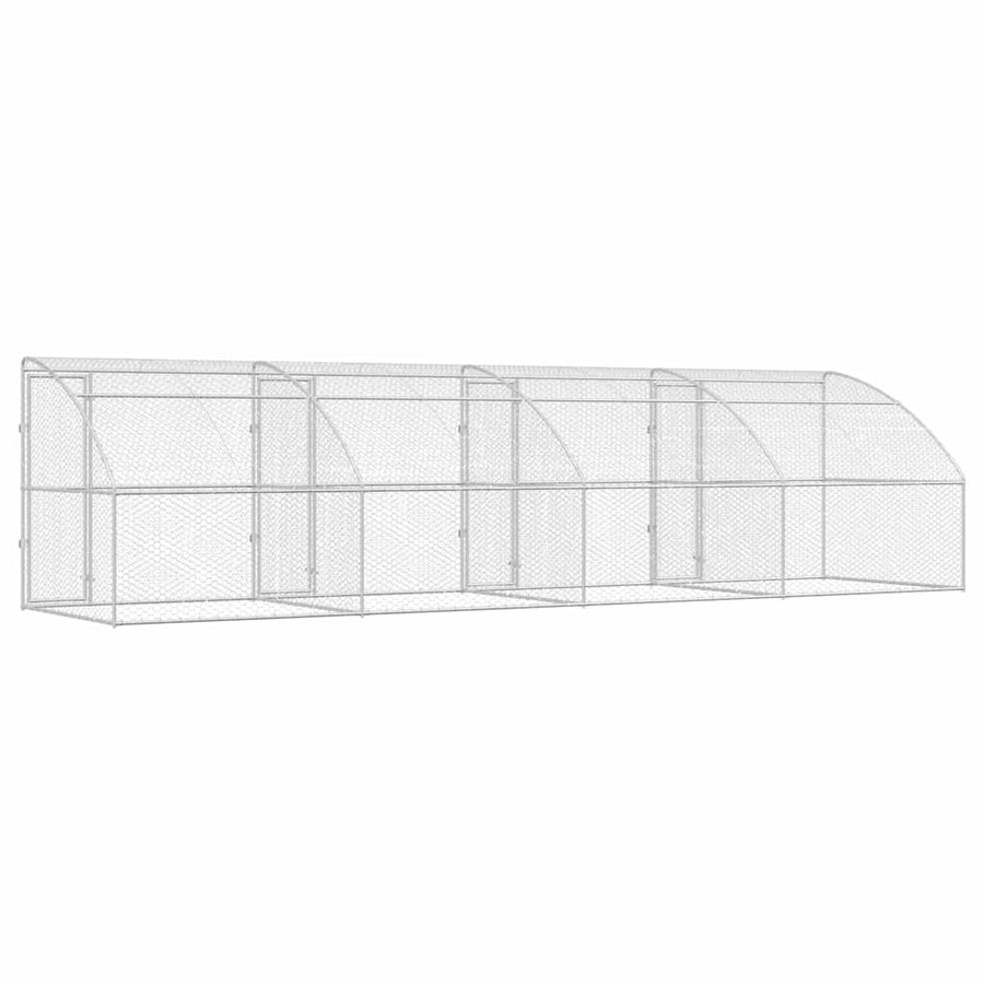 Hondenhok Met Opslag 4 Pcs Zilver 8 X 2 X 2 M Staal 800 x 230 cm met 4 deuren