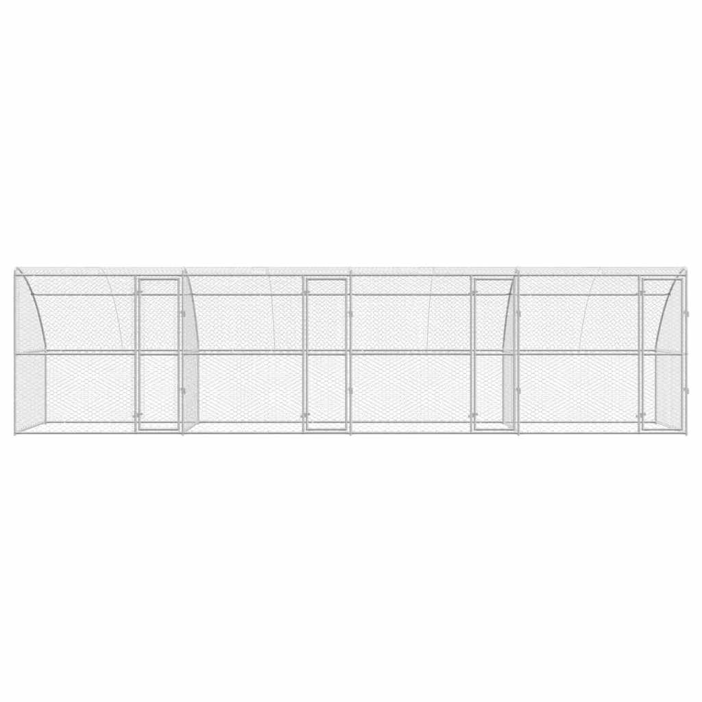 Hondenhok Met Opslag 4 Pcs Zilver 8 X 2 X 2 M Staal 800 x 230 cm met 4 deuren