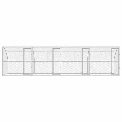 Hondenhok Met Opslag 4 Pcs Zilver 8 X 2 X 2 M Staal 800 x 230 cm met 4 deuren