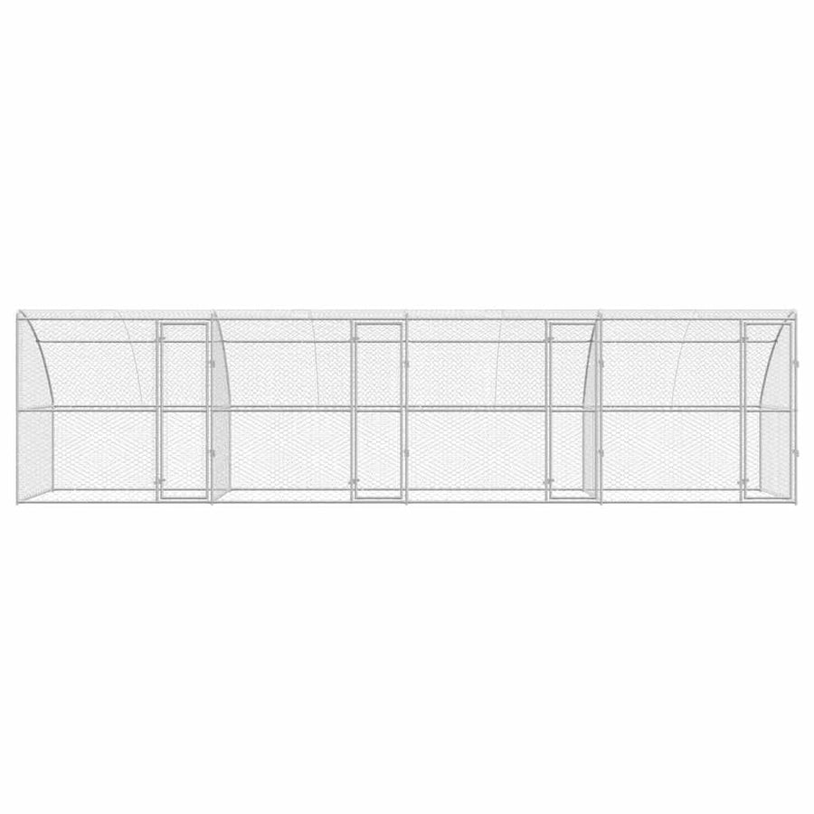 Hondenhok Met Opslag 4 Pcs Zilver 8 X 2 X 2 M Staal 800 x 230 cm met 4 deuren