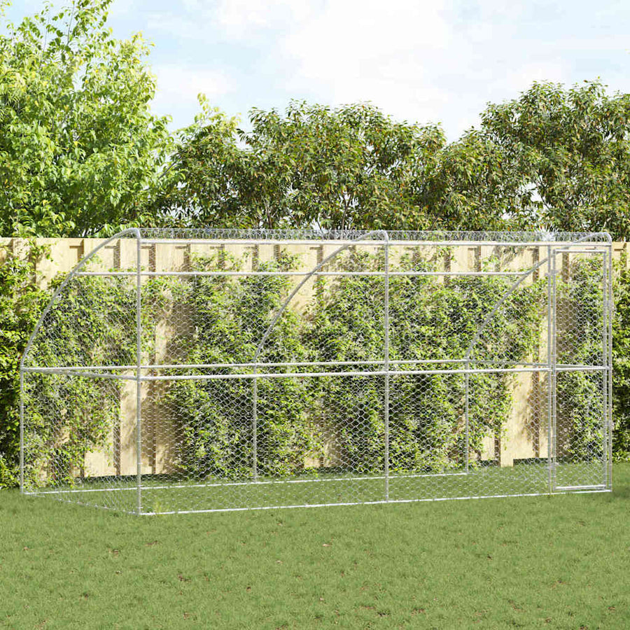 Hondenhok Met Opslag 2 Pcs Zilver 4 X 2 X 2 M Staal 400 cm Met 1 deur