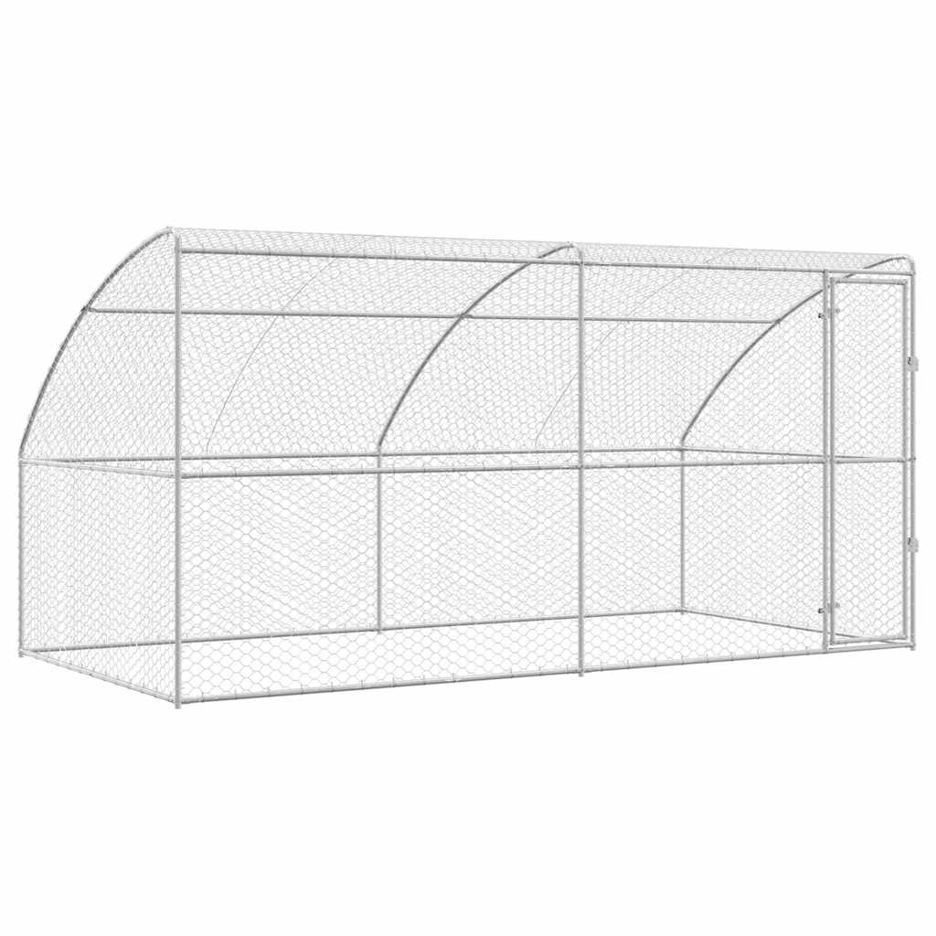 Hondenhok Met Opslag 2 Pcs Zilver 4 X 2 X 2 M Staal 400 cm Met 1 deur