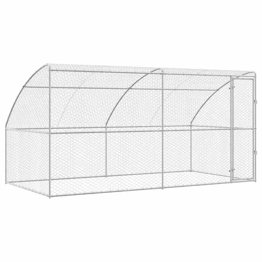 Hondenhok Met Opslag 2 Pcs Zilver 4 X 2 X 2 M Staal 400 cm Met 1 deur