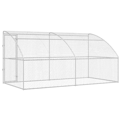 Hondenhok Met Opslag 2 Pcs Zilver 4 X 2 X 2 M Staal 400 cm Met 1 deur
