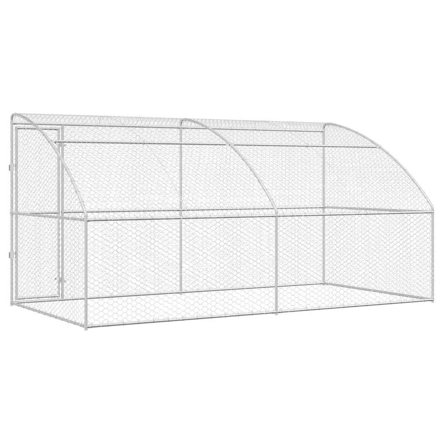 Hondenhok Met Opslag 2 Pcs Zilver 4 X 2 X 2 M Staal 400 cm Met 1 deur