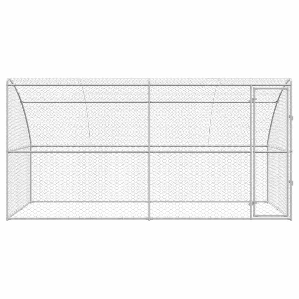 Hondenhok Met Opslag 2 Pcs Zilver 4 X 2 X 2 M Staal 400 cm Met 1 deur