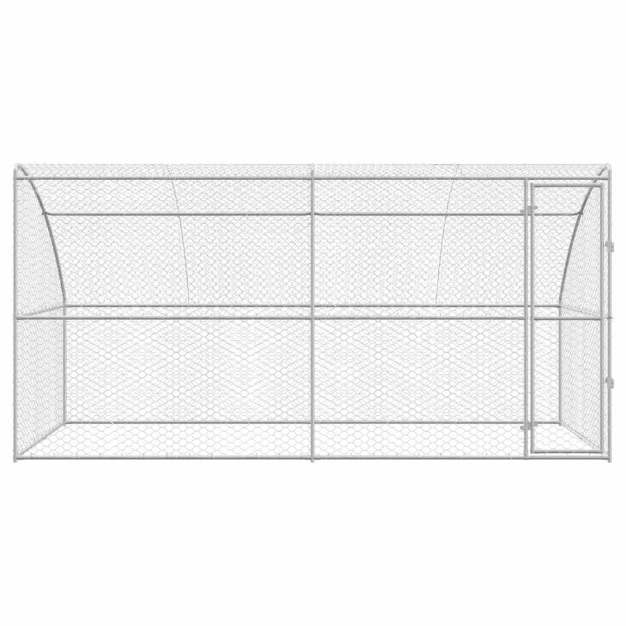 Hondenhok Met Opslag 2 Pcs Zilver 4 X 2 X 2 M Staal 400 cm Met 1 deur
