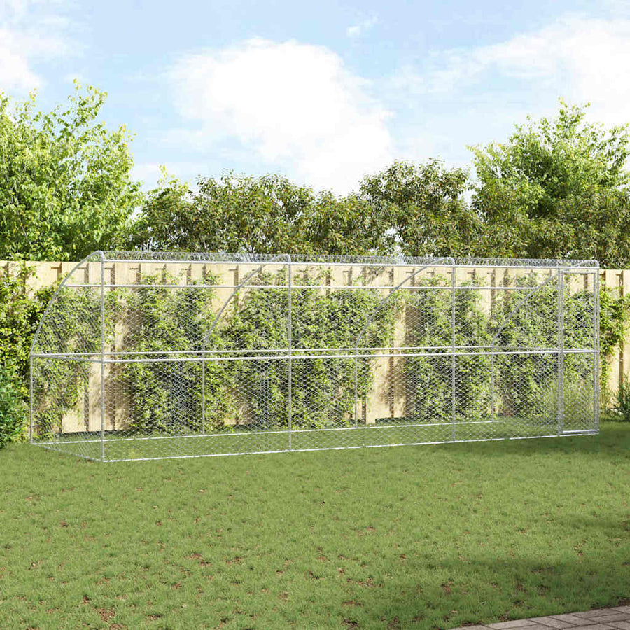 Hondenhok Met Opslag 3 Pcs Zilver 6 X 2 X 2 M Staal 600 cm Met 1 deur