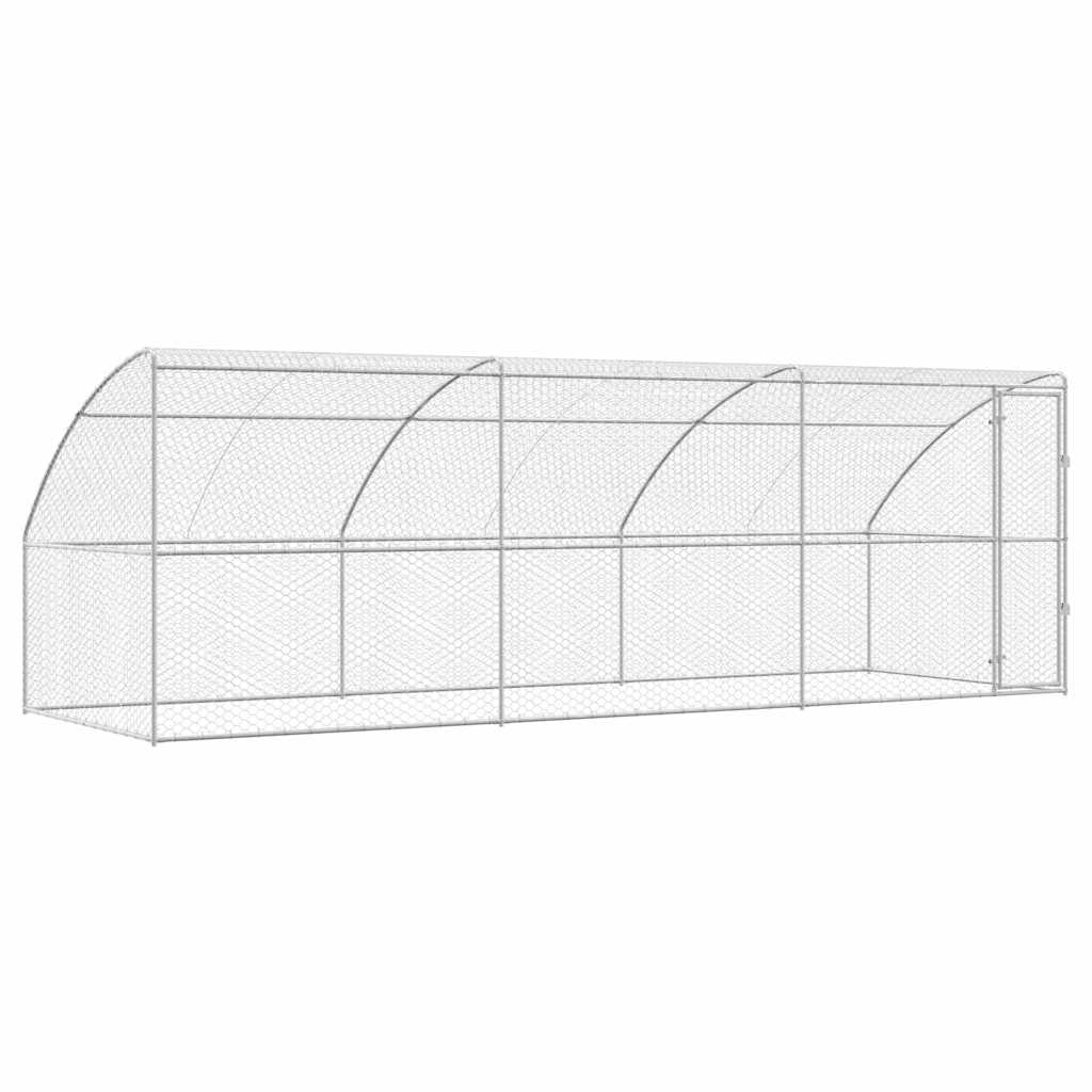 Hondenhok Met Opslag 3 Pcs Zilver 6 X 2 X 2 M Staal 600 cm Met 1 deur