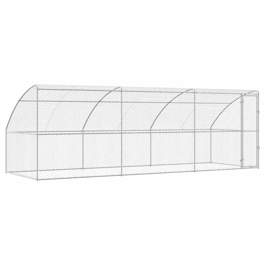 Hondenhok Met Opslag 3 Pcs Zilver 6 X 2 X 2 M Staal 600 cm Met 1 deur