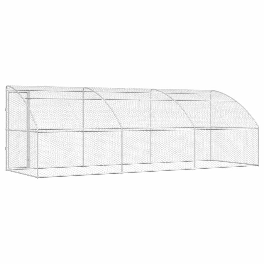 Hondenhok Met Opslag 3 Pcs Zilver 6 X 2 X 2 M Staal 600 cm Met 1 deur