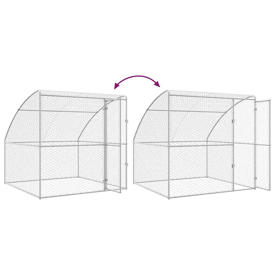 Hondenhok Met Opslag 3 Pcs Zilver 6 X 2 X 2 M Staal 600 cm Met 1 deur