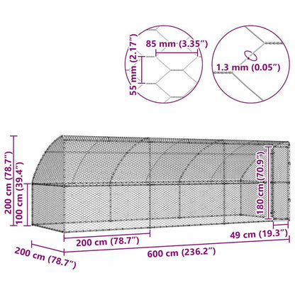 Hondenhok Met Opslag 3 Pcs Zilver 6 X 2 X 2 M Staal 600 cm Met 1 deur