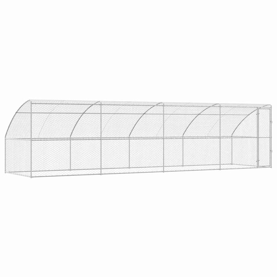 Hondenhok Met Opslag 4 Pcs Zilver 8 X 2 X 2 M Staal 800 x 230 cm Met 1 deur