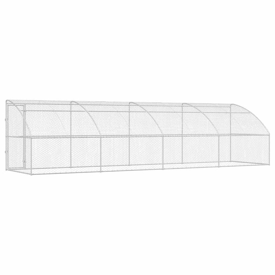 Hondenhok Met Opslag 4 Pcs Zilver 8 X 2 X 2 M Staal 800 x 230 cm Met 1 deur