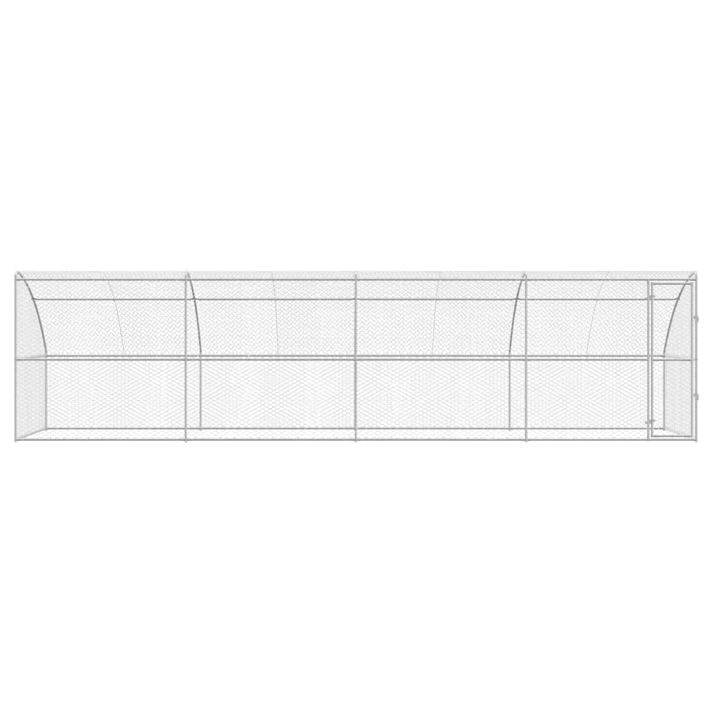 Hondenhok Met Opslag 4 Pcs Zilver 8 X 2 X 2 M Staal 800 x 230 cm Met 1 deur