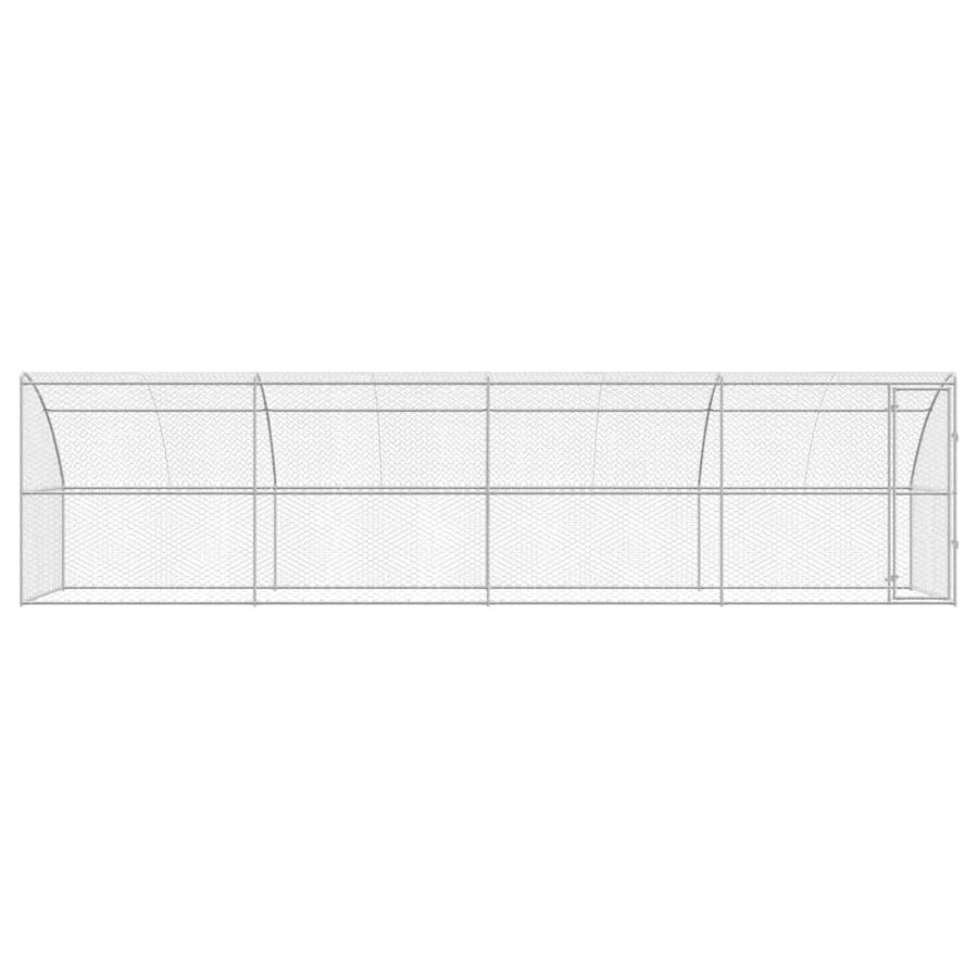 Hondenhok Met Opslag 4 Pcs Zilver 8 X 2 X 2 M Staal 800 x 230 cm Met 1 deur