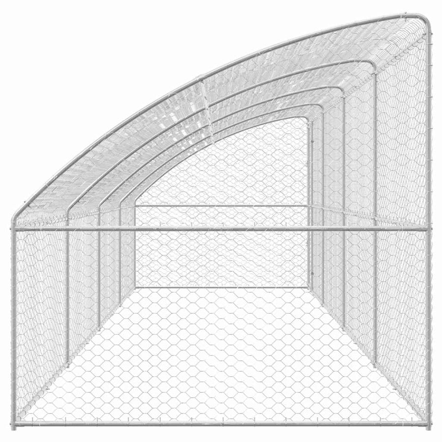 Hondenhok Met Opslag 4 Pcs Zilver 8 X 2 X 2 M Staal 800 x 230 cm Met 1 deur