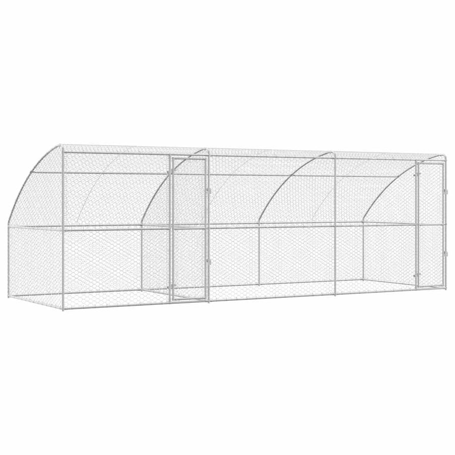 Hondenhok Met Opslag 3 Pcs Zilver 6 X 2 X 2 M Staal 600 cm Met 2 deuren