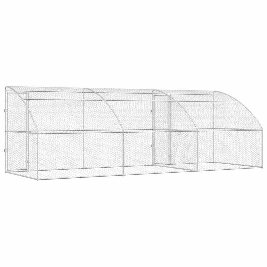 Hondenhok Met Opslag 3 Pcs Zilver 6 X 2 X 2 M Staal 600 cm Met 2 deuren