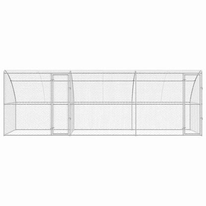 Hondenhok Met Opslag 3 Pcs Zilver 6 X 2 X 2 M Staal 600 cm Met 2 deuren