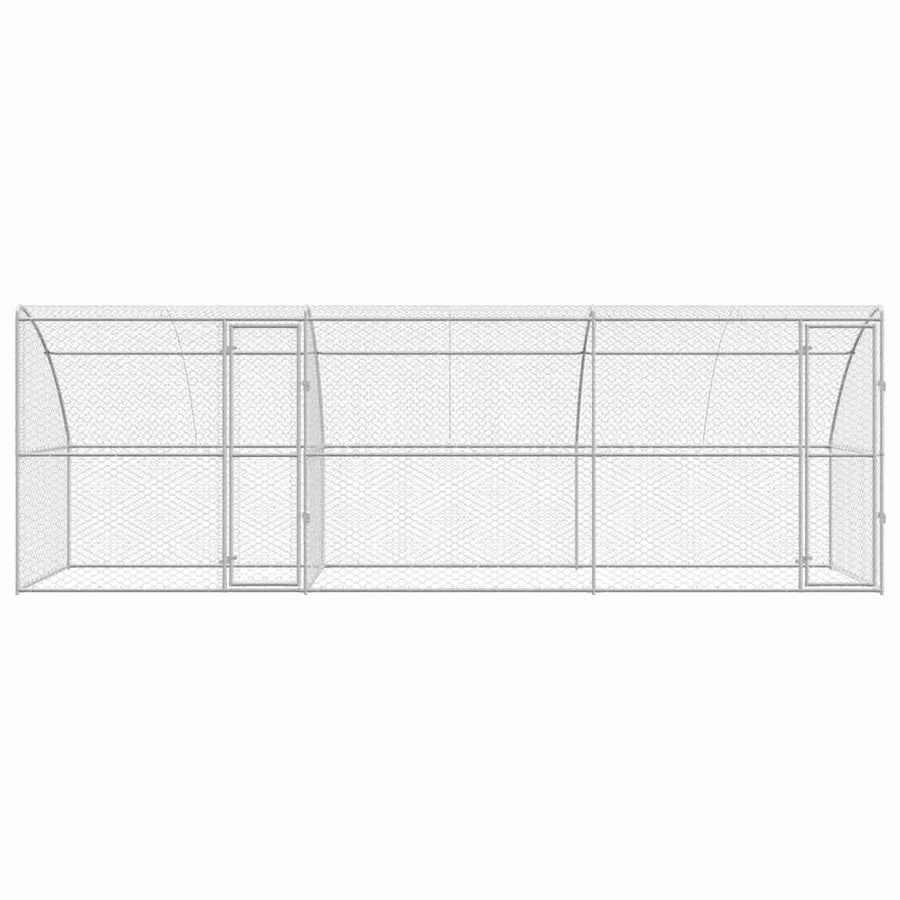 Hondenhok Met Opslag 3 Pcs Zilver 6 X 2 X 2 M Staal 600 cm Met 2 deuren