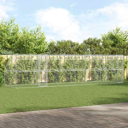 Hondenhok Met Opslag 4 Pcs Zilver 8 X 2 X 2 M Staal 800 x 230 cm Met 2 deuren