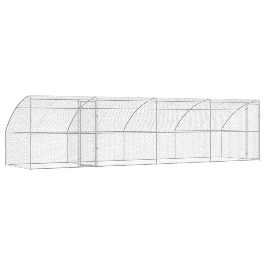 Hondenhok Met Opslag 4 Pcs Zilver 8 X 2 X 2 M Staal 800 x 230 cm Met 2 deuren