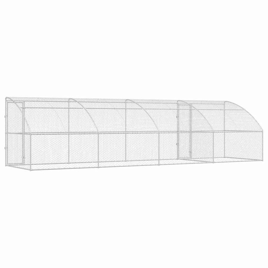 Hondenhok Met Opslag 4 Pcs Zilver 8 X 2 X 2 M Staal 800 x 230 cm Met 2 deuren