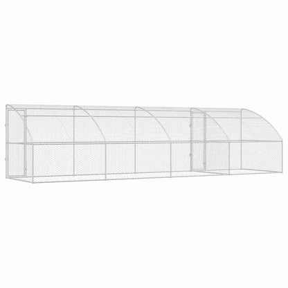 Hondenhok Met Opslag 4 Pcs Zilver 8 X 2 X 2 M Staal 800 x 230 cm Met 2 deuren