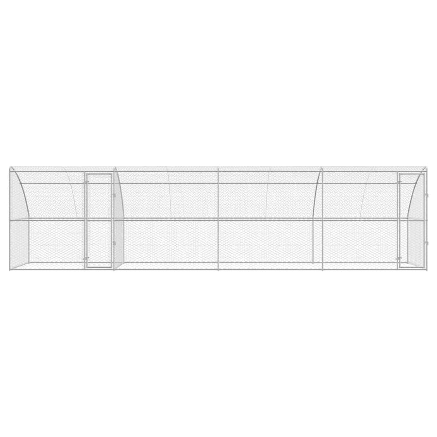 Hondenhok Met Opslag 4 Pcs Zilver 8 X 2 X 2 M Staal 800 x 230 cm Met 2 deuren