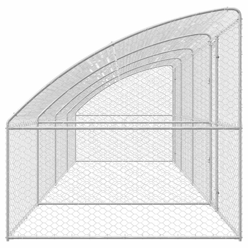 Hondenhok Met Opslag 4 Pcs Zilver 8 X 2 X 2 M Staal 800 x 230 cm Met 2 deuren