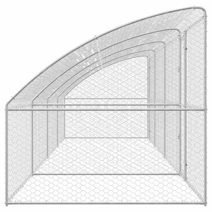 Hondenhok Met Opslag 4 Pcs Zilver 8 X 2 X 2 M Staal 800 x 230 cm Met 2 deuren