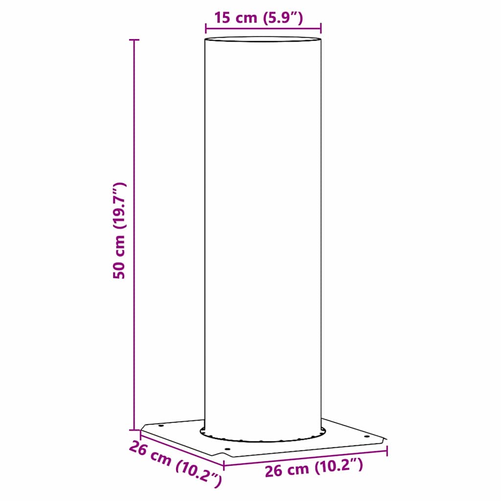 Schouwkop Verlenging Zilver 26 x 26 x 50 cm Roestvrij staal