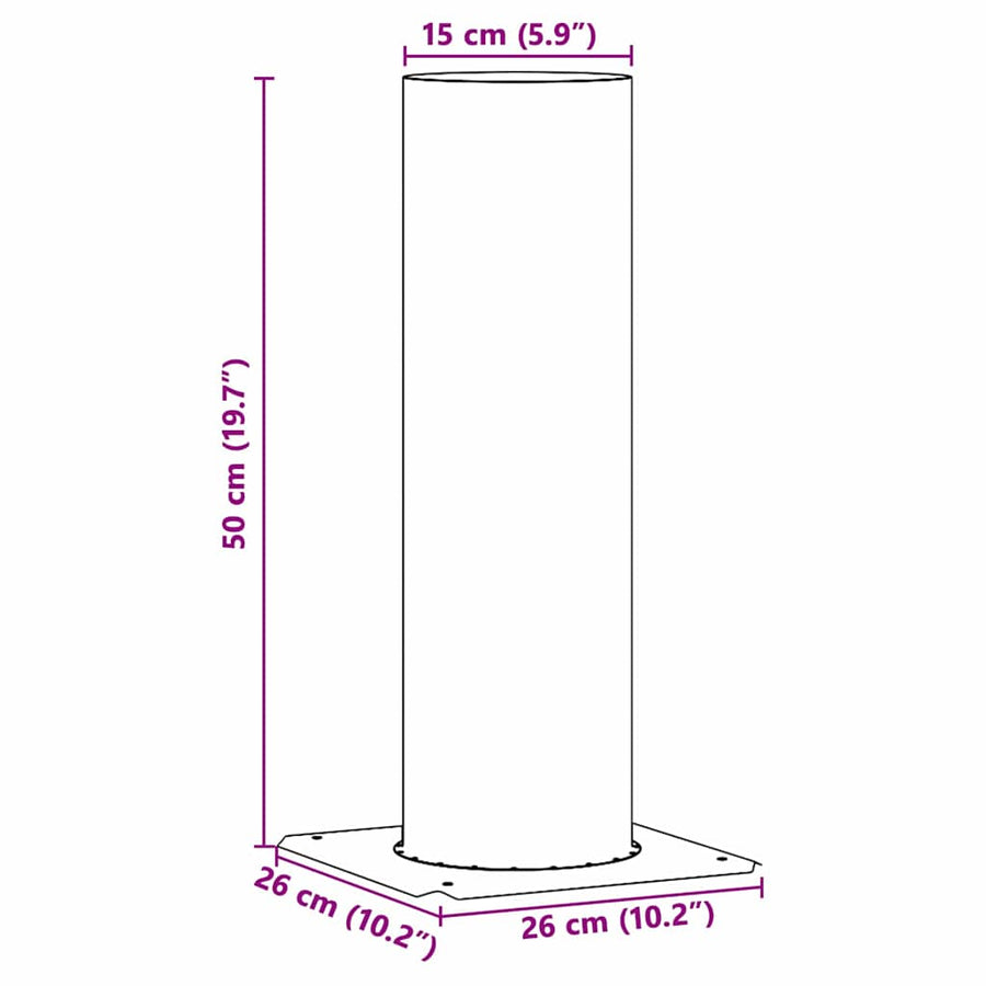 Schouwkop Verlenging Zilver 26 x 26 x 50 cm Roestvrij staal